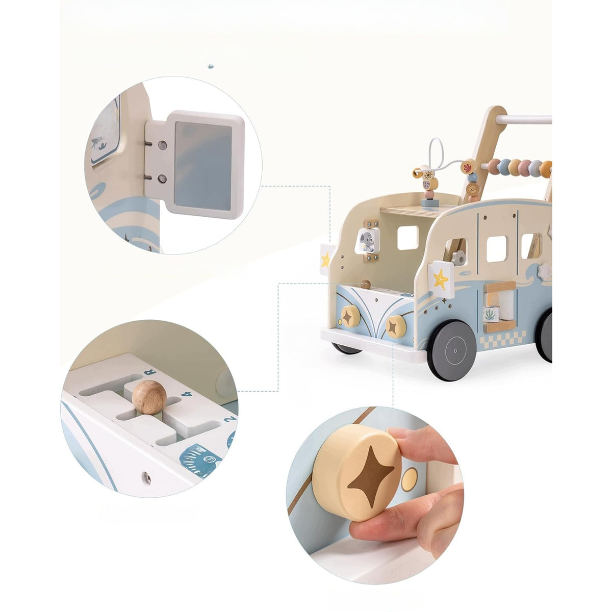 Pusher walker wooden ride-on for baby car for learning to walk 10M+ Manufacturer code chodzik drewniany pchacz klocki