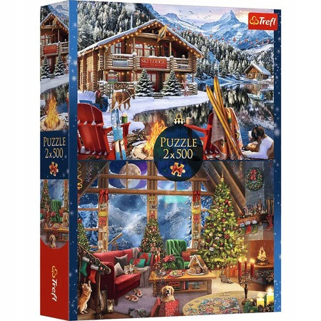 Puzzle 2x500 Christmas in the mountains