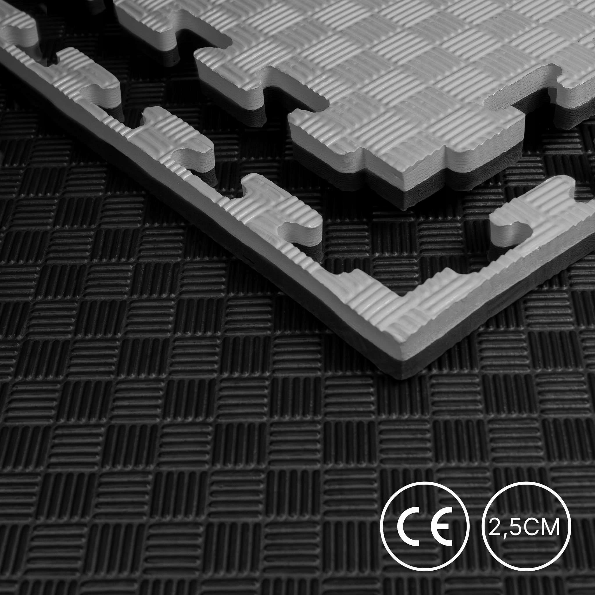 Puzzle mat 100 x 100 x 2,5cm STRONG black and gray for gym and fitness