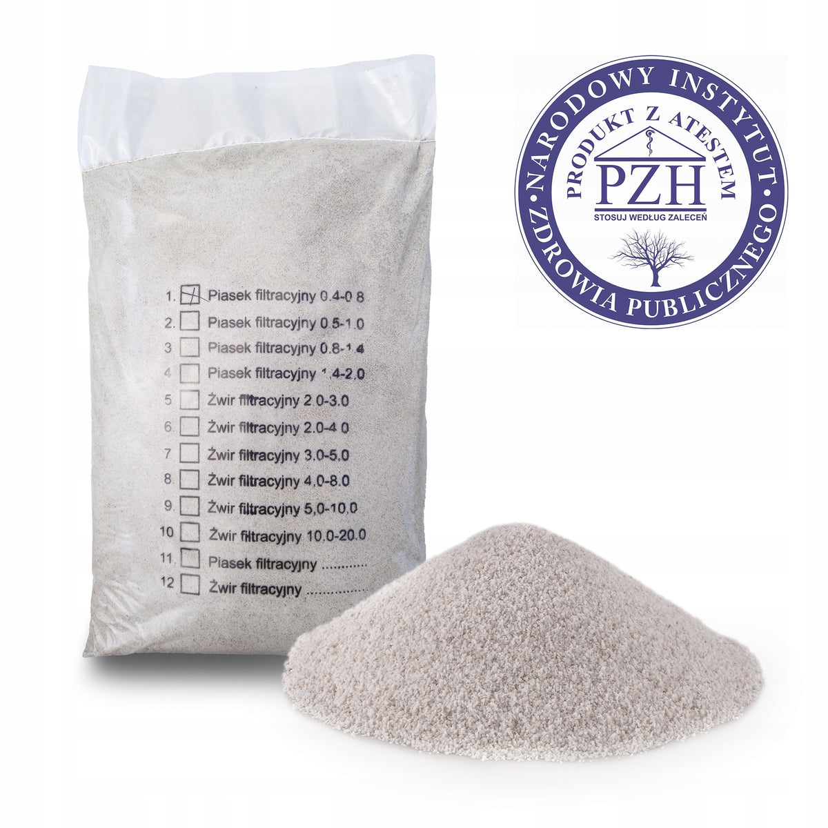 QUARTZ SAND FOR POOL FILTER PUMPS ATEST 10KG pH TESTS INCLUDED Manufacturer code POD-8KG-FIL