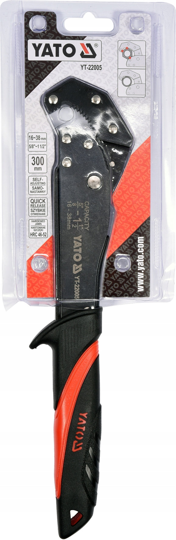 QUICK-ADJUST PIPE WRENCH 16-38MM Length 30 cm