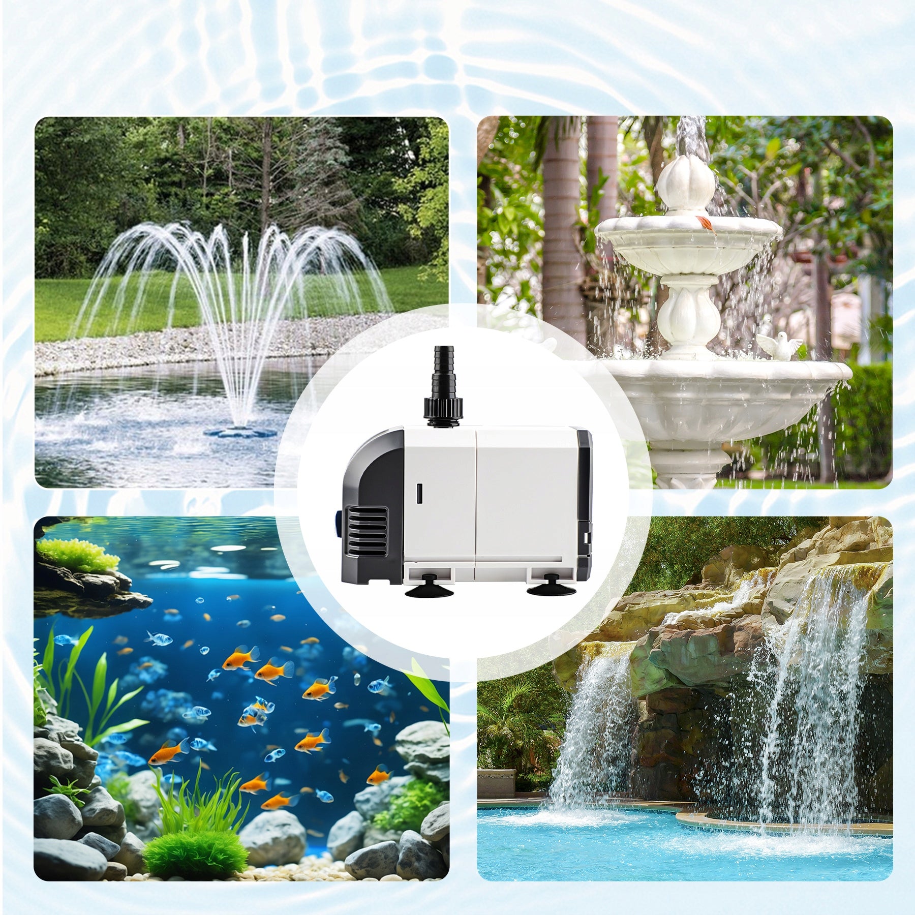 QUIET AND SMALL PUMP 25W 1500L/H ENERGY EFFICIENT FOR POND POND HJ-1501 Packaging status original