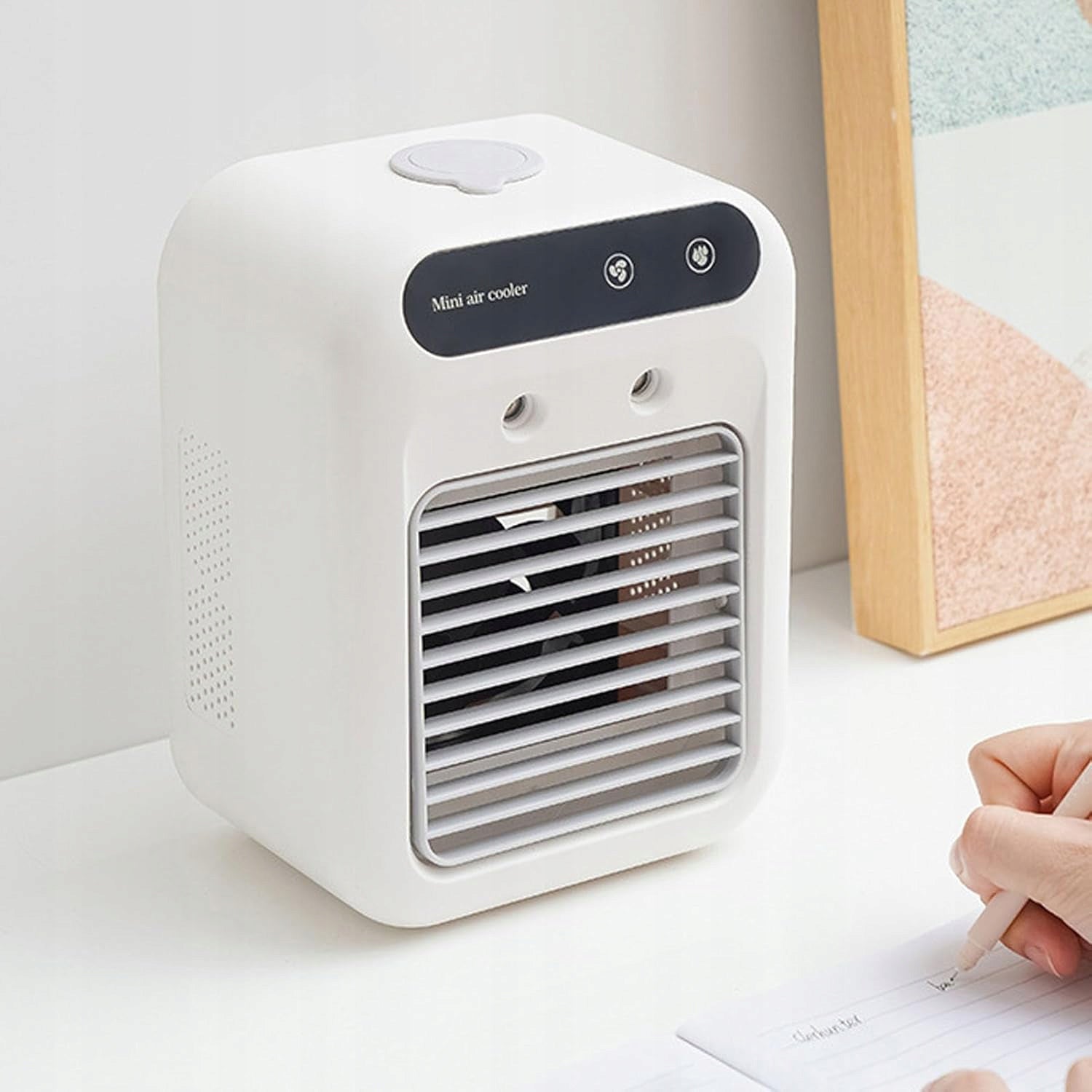 QUIET MINI USB DESK AIR CONDITIONER WITH HUMIDIFIER, 500 ML, WHITE Dominant color white