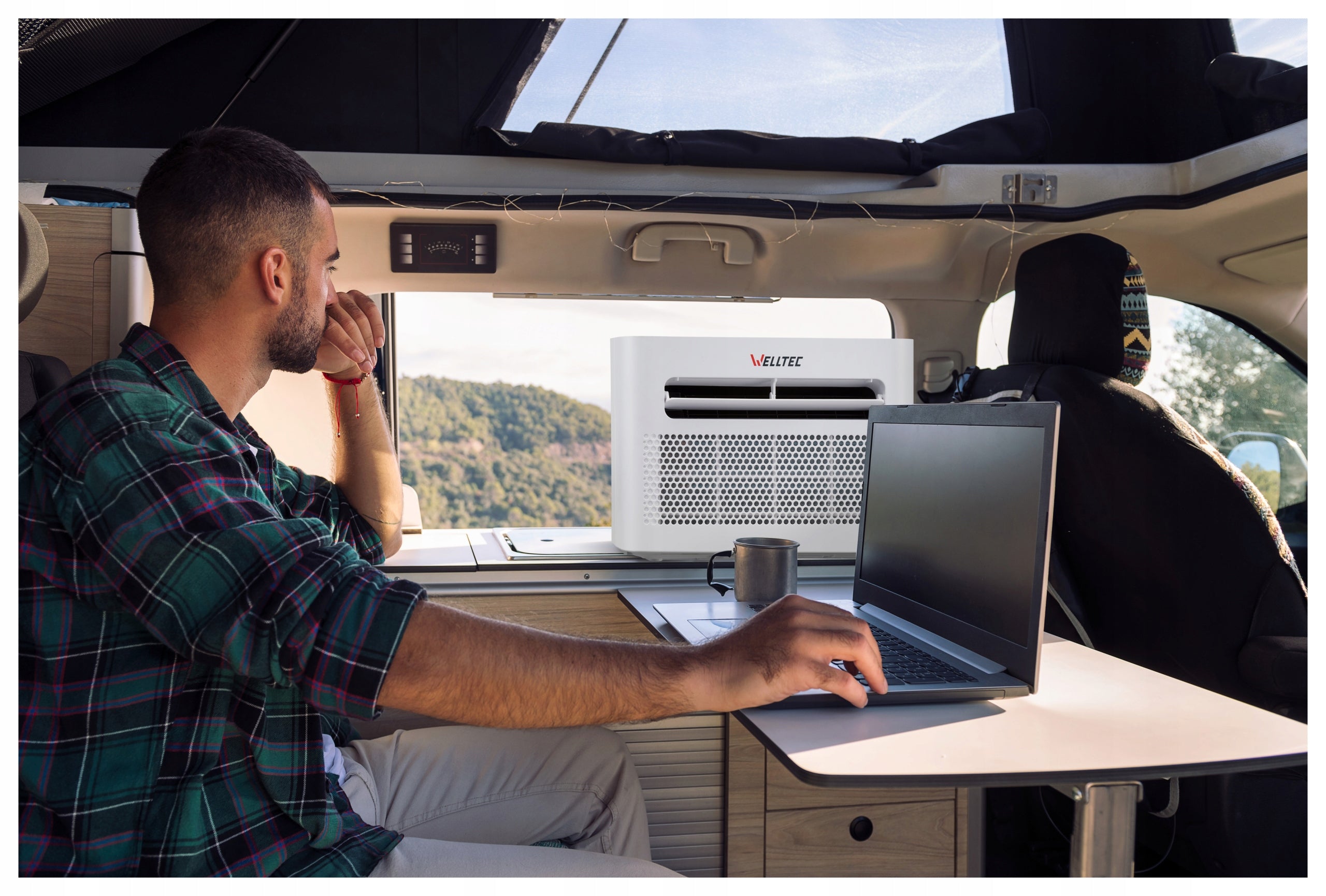 QUIET PORTABLE AIR CONDITIONER SPLIT WELLTEC ACS1 FOR MOTORHOME - 4in1 WiFi Heating power 1200 W