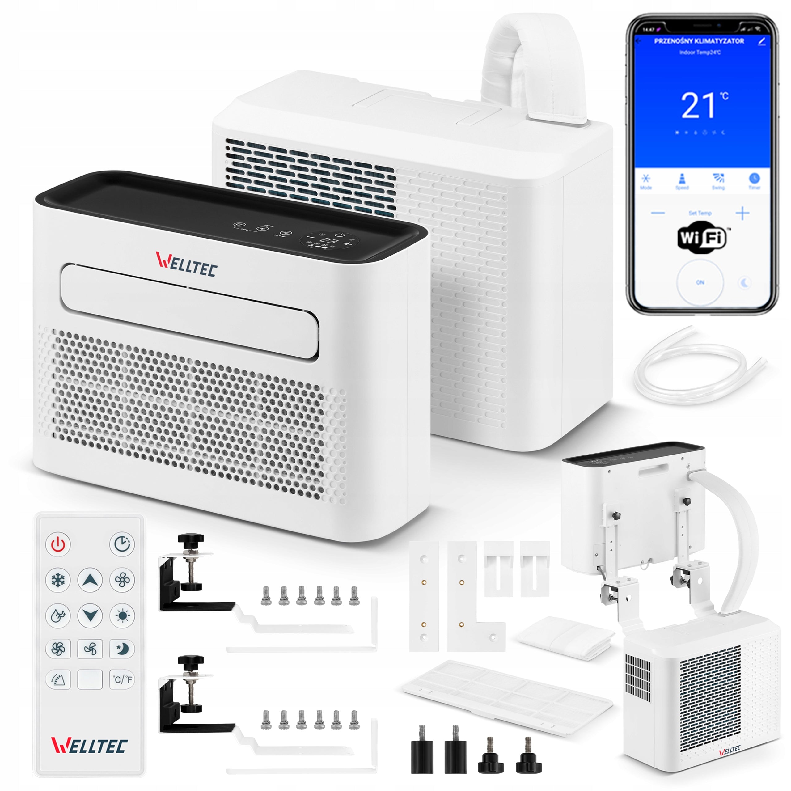 QUIET PORTABLE AIR CONDITIONER SPLIT WELLTEC ACS1 FOR MOTORHOME - 4in1 WiFi
