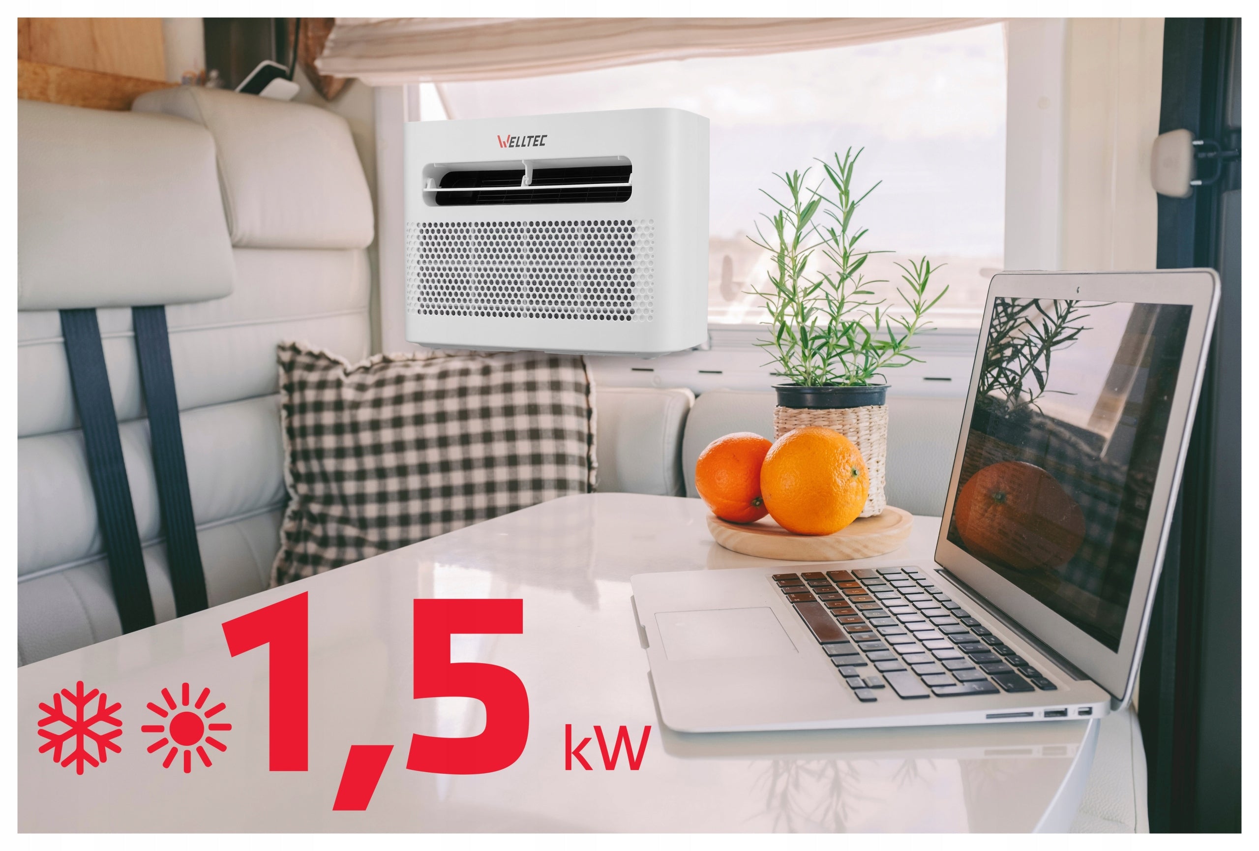 QUIET PORTABLE AIR CONDITIONER SPLIT WELLTEC ACS1 PRO FOR MOTORHOME - 4in1 WiFi Packaging status original