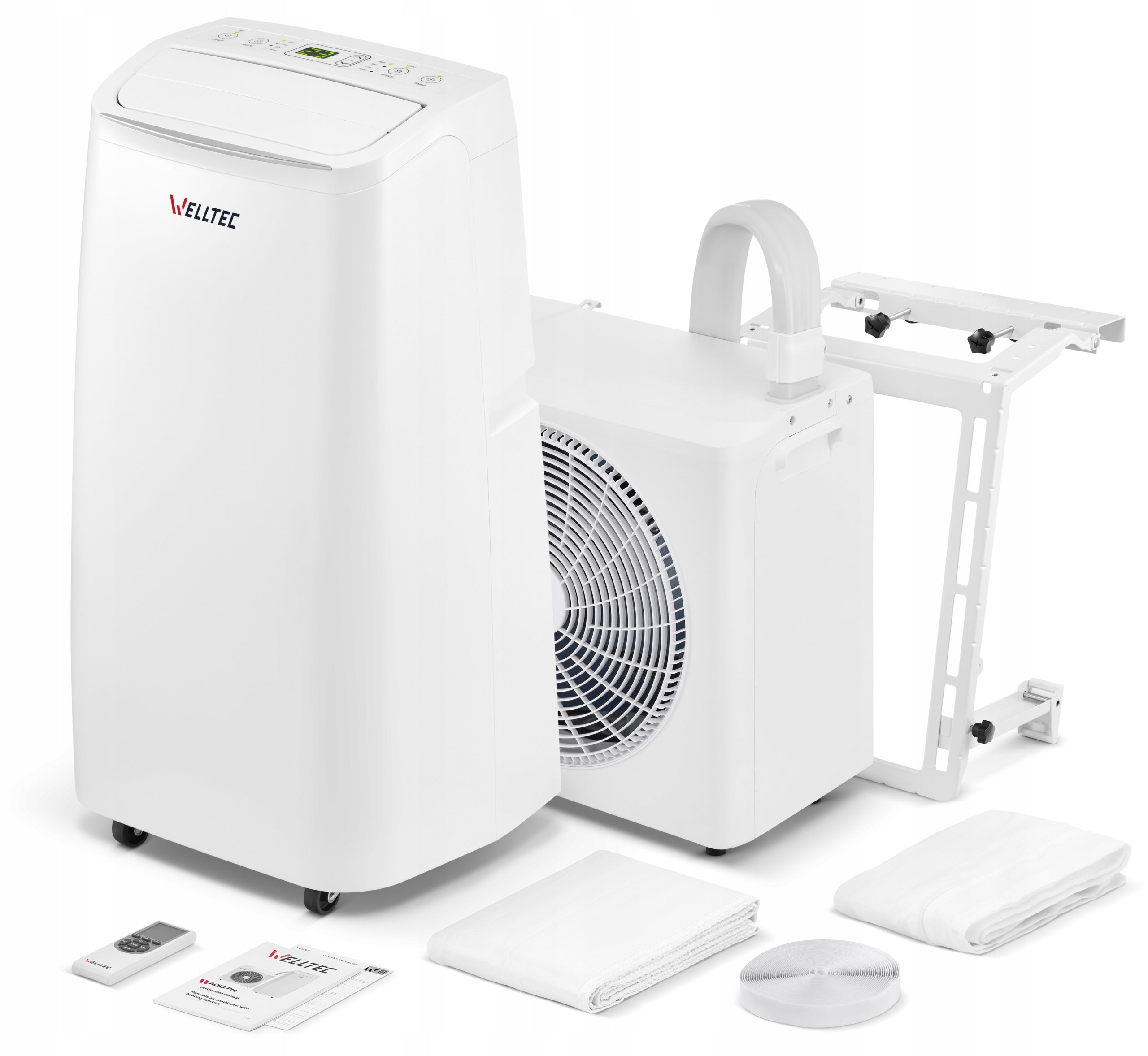 QUIET PORTABLE AIR CONDITIONER SPLIT WELLTEC ACS3 PRO - 4in1 WiFi 3,5kW 60m²