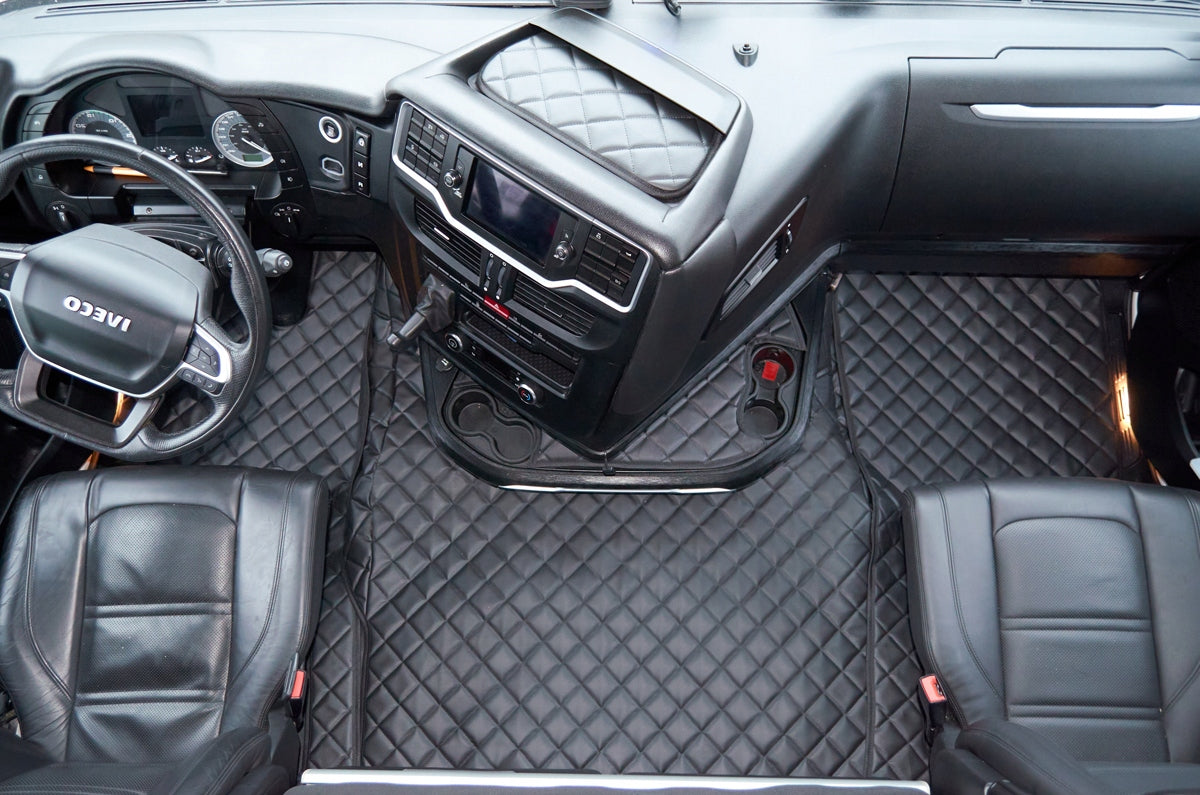 QUILTED RUGS ECO LEATHER IVECO S-WAY 2019- 2023 - black Manufacturer's catalog number 0