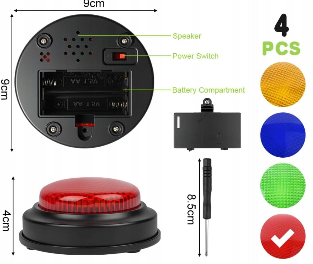 QUIZ GAME BUZZERS EDUCATIONAL LED SET OF 4 FOR KIDS Brand no brand
