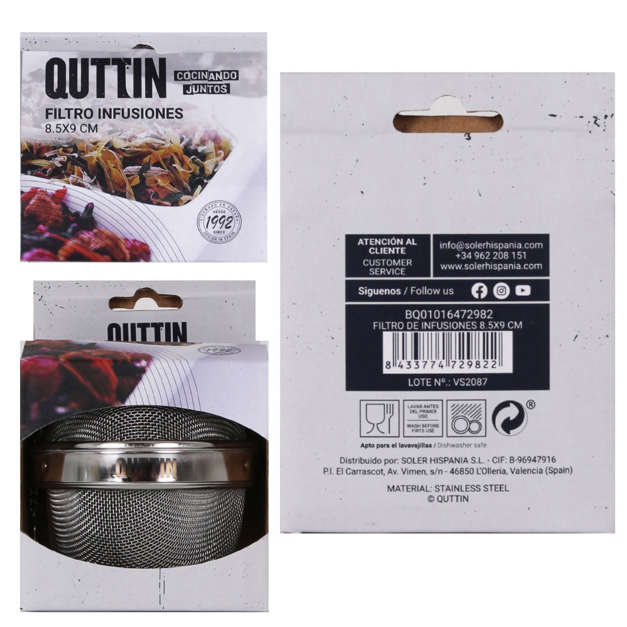 QUTTIN Steel Brewer STRAINER SPICE BASKET FOR COOKING SOUP 9CM Packaging status original