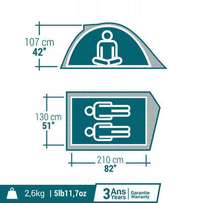 Quechua Camping tent 2 person tourist MH100 Packaging status original