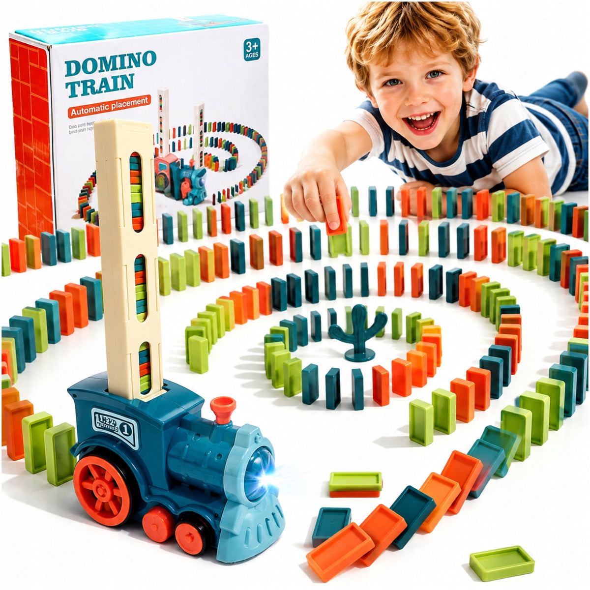 Queue Locomotive Stacking Blocks Domino Interactive Sound 54 pcs