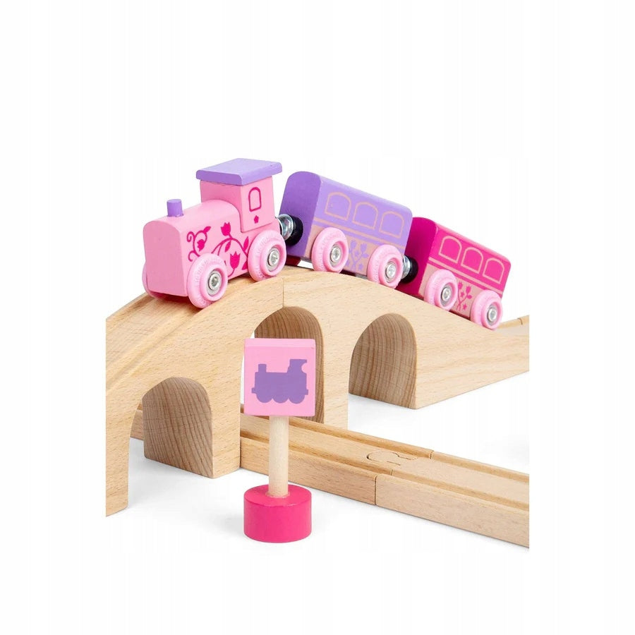 Queue Wooden Fairy 35 el. pink train with accessories Bigjigs Rail Packaging status original