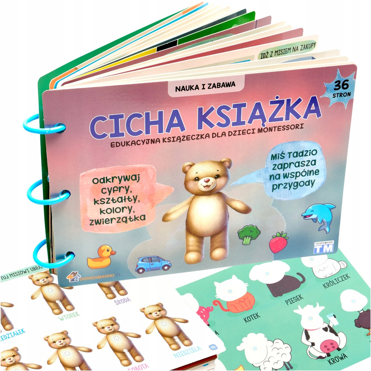 Quiet Montessori Velcro book in Polish 36 pages gift 2 3 4 years