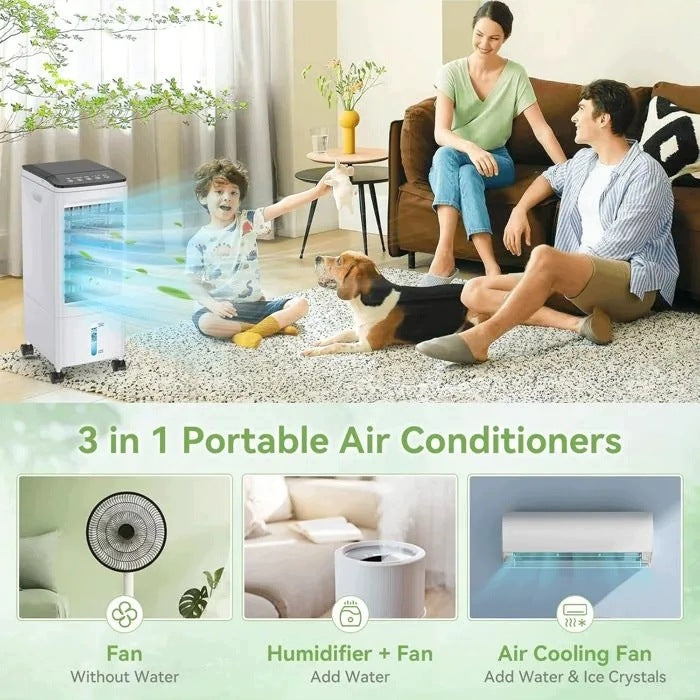 Quiet, energy-saving cooling fan; 10L water tank + 6 ice packs Manufacturer code WL-FAN0001