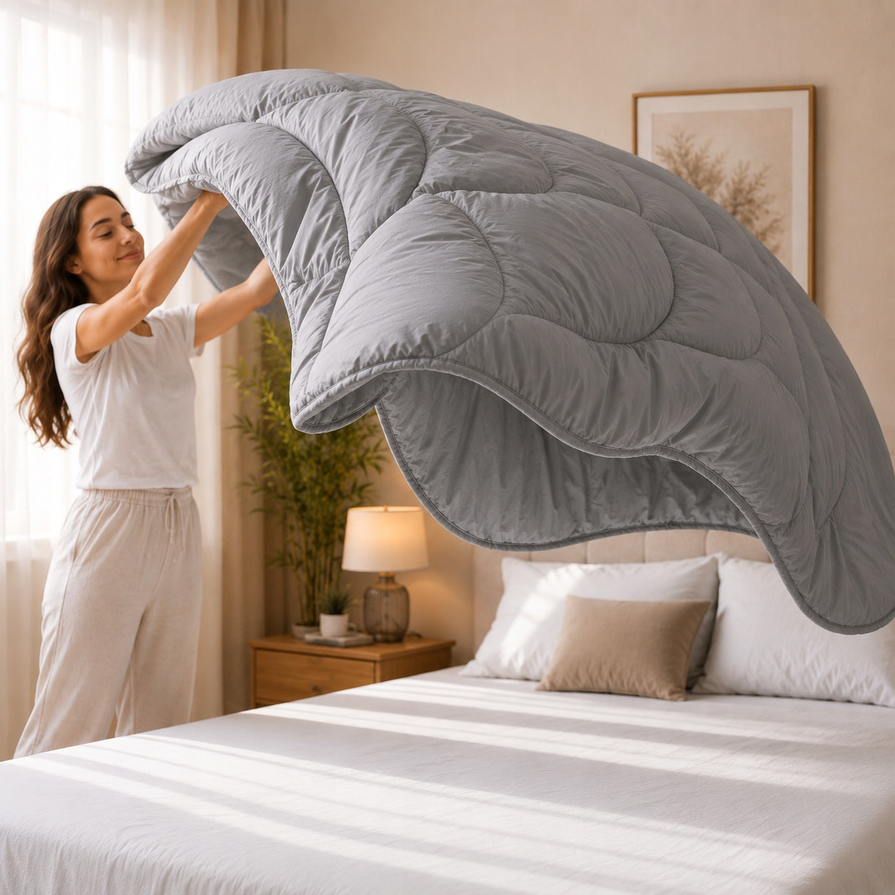Quilt 140x200 Year-round Soft Anti-Allergic Premium Grey Polish Product Medical device no