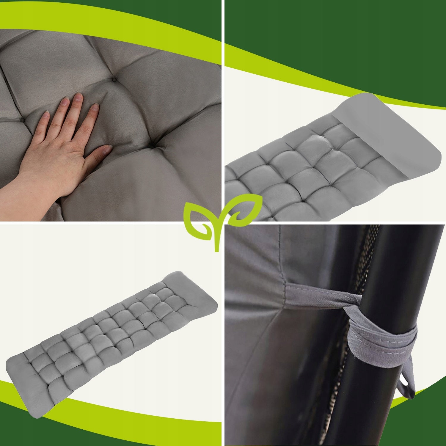 Quilted Cushion for Garden Sun Lounger Beach Chair Hiking Chair Thick Pillow length 173 cm