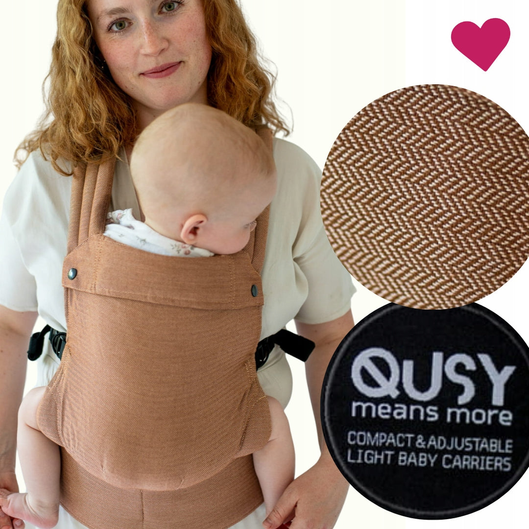 Qusy mini 2.0 caramel twill - adjustable buckle carrier