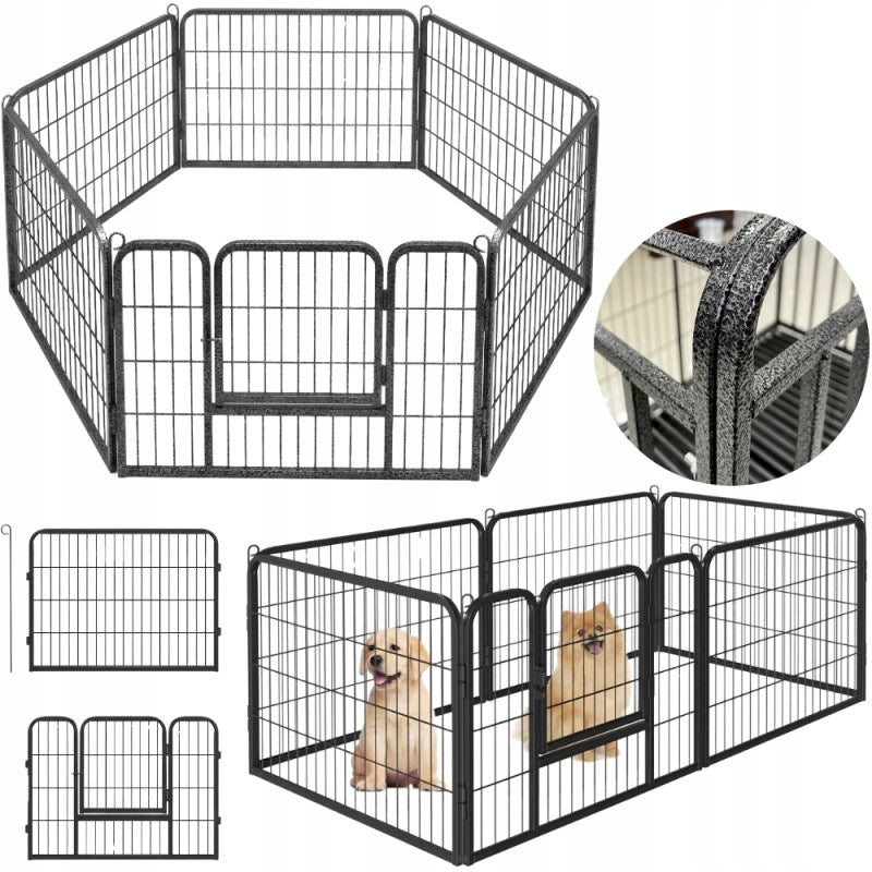 RABBIT CAT DOG PLAYPEN 6 PANELS 80x55CM ANIMAL CAGE FARMHOUSE CATWALK