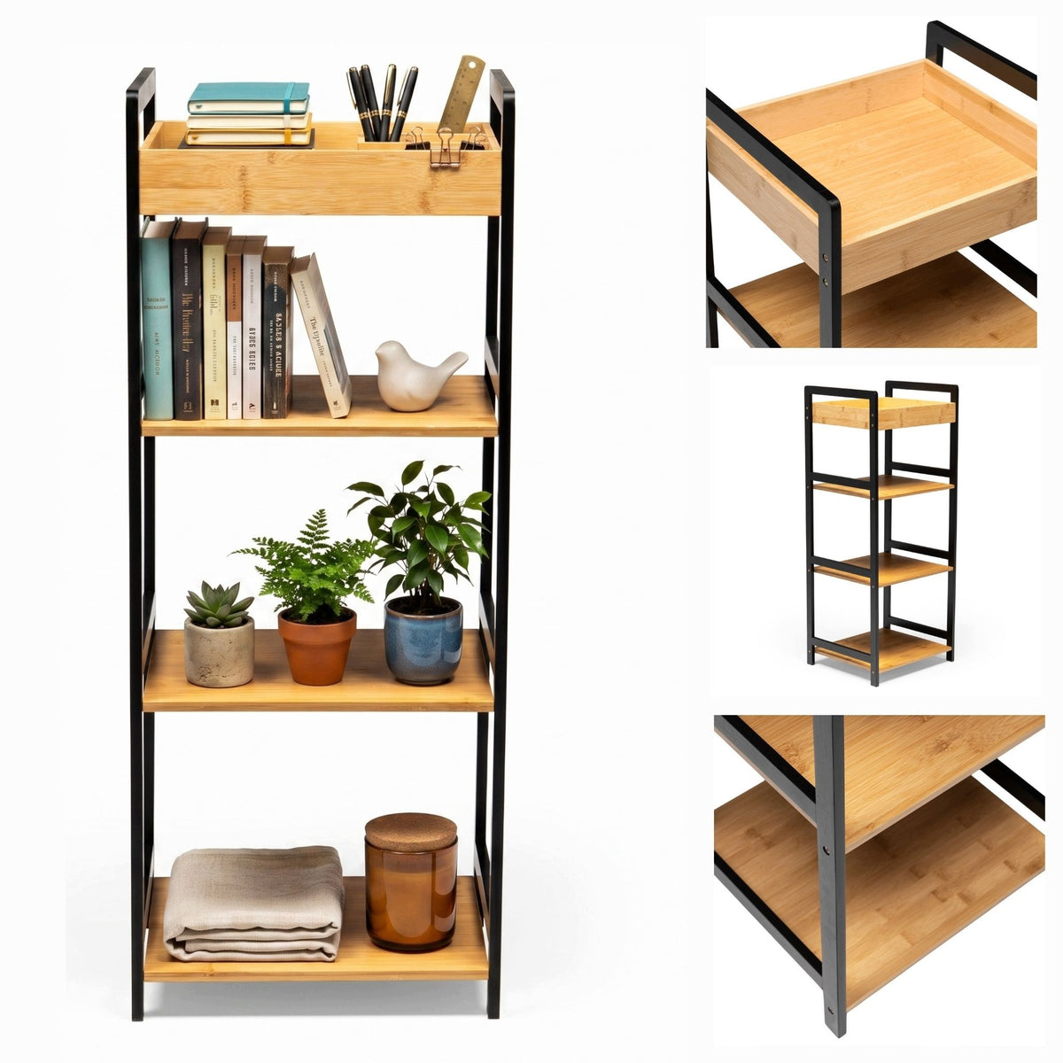 RACK BATHROOM RACK CABINET FOR KITCHEN BAMBOO NATURAL 4 SHELVES 90 CM