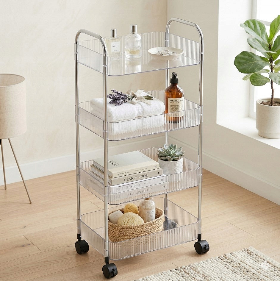 RACK BATHROOM SHELF KITCHEN MOBILE CABINET ON WHEELS 4 LEVELS Manufacturer code SZ54