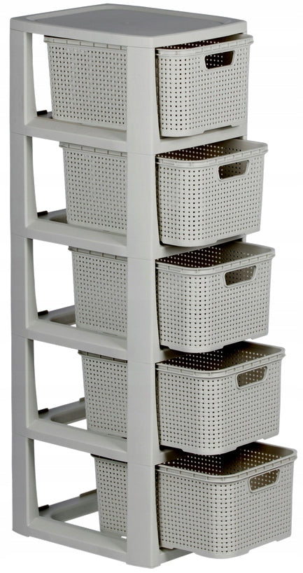RACK CHEST OF DRAWERS WARDROBE SHELF POST 5 DRAWER BASKETS FOR BATHROOM RATTAN