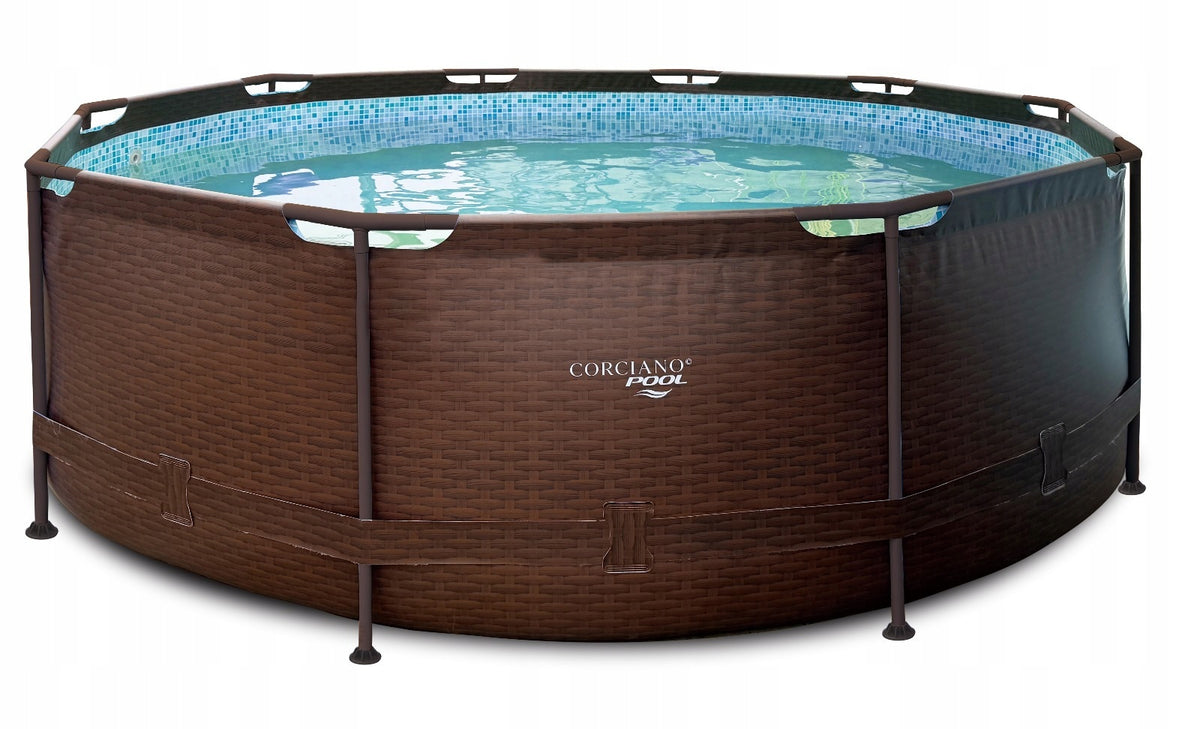 RACK GARDEN POOL 360 x 100CM CORCIANO WITH LADDER AND PUMP
