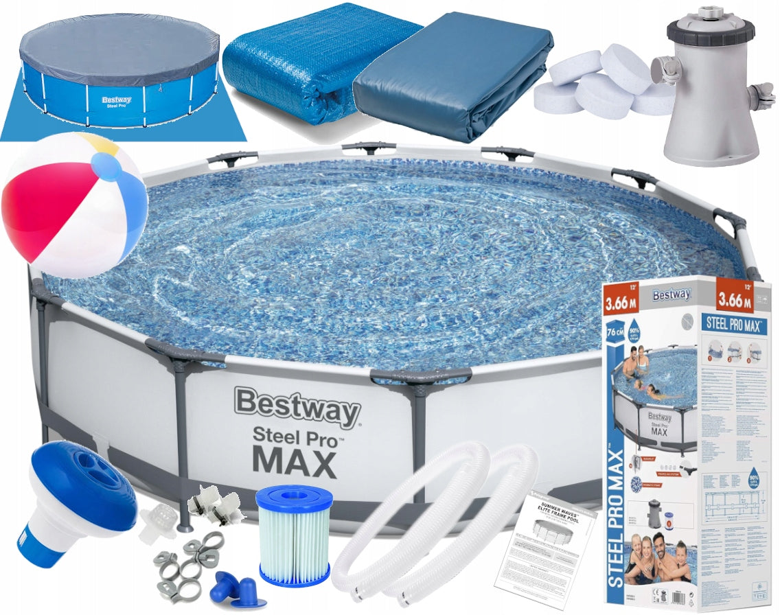 RACK POOL 366x76 BESTWAY GARDEN Pump Chlorine Dispenser Steel Pro Max