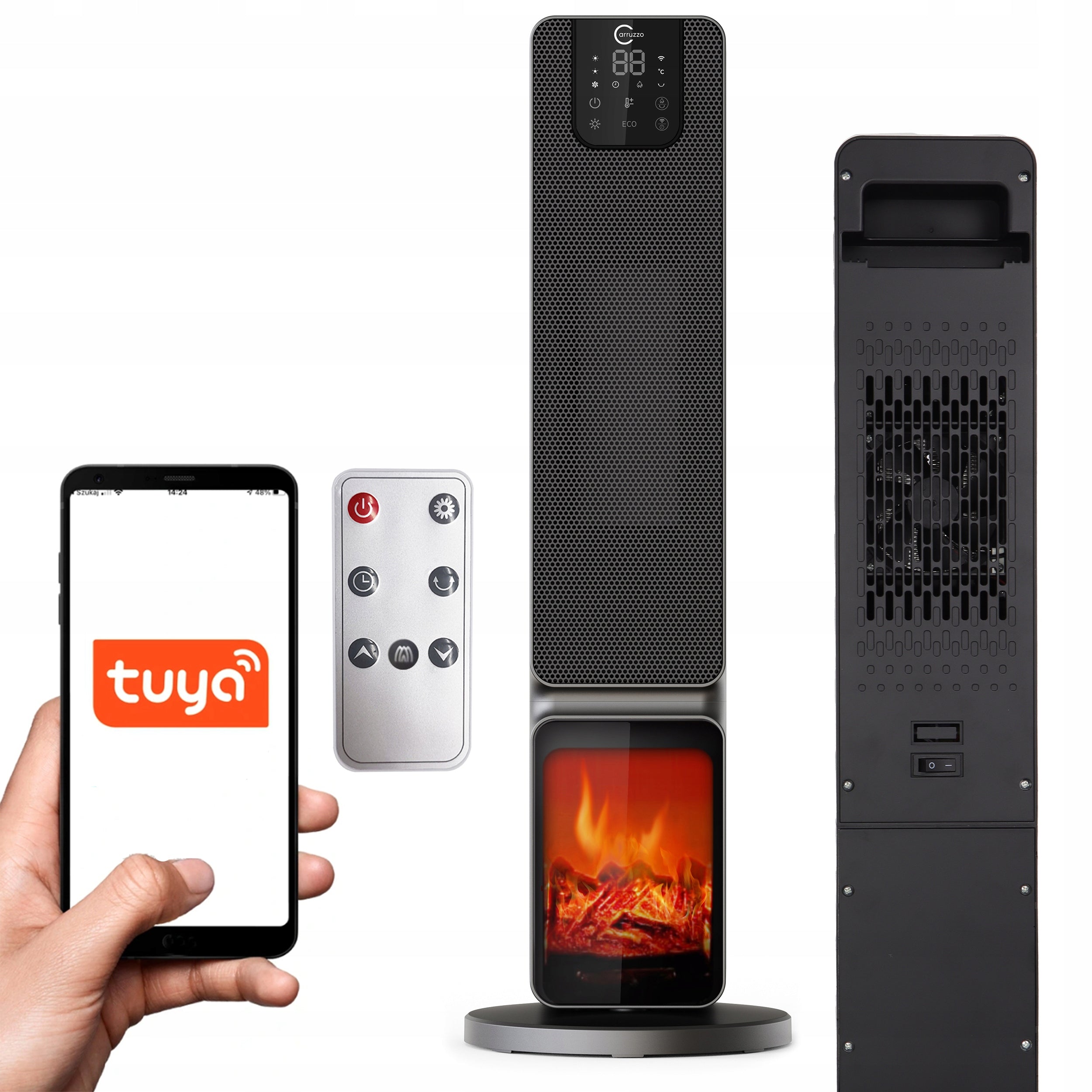 RADIATOR COLUMN FAN WITH FIREPLACE APRON QUIET WIFI 2000 W Brand Carruzzo