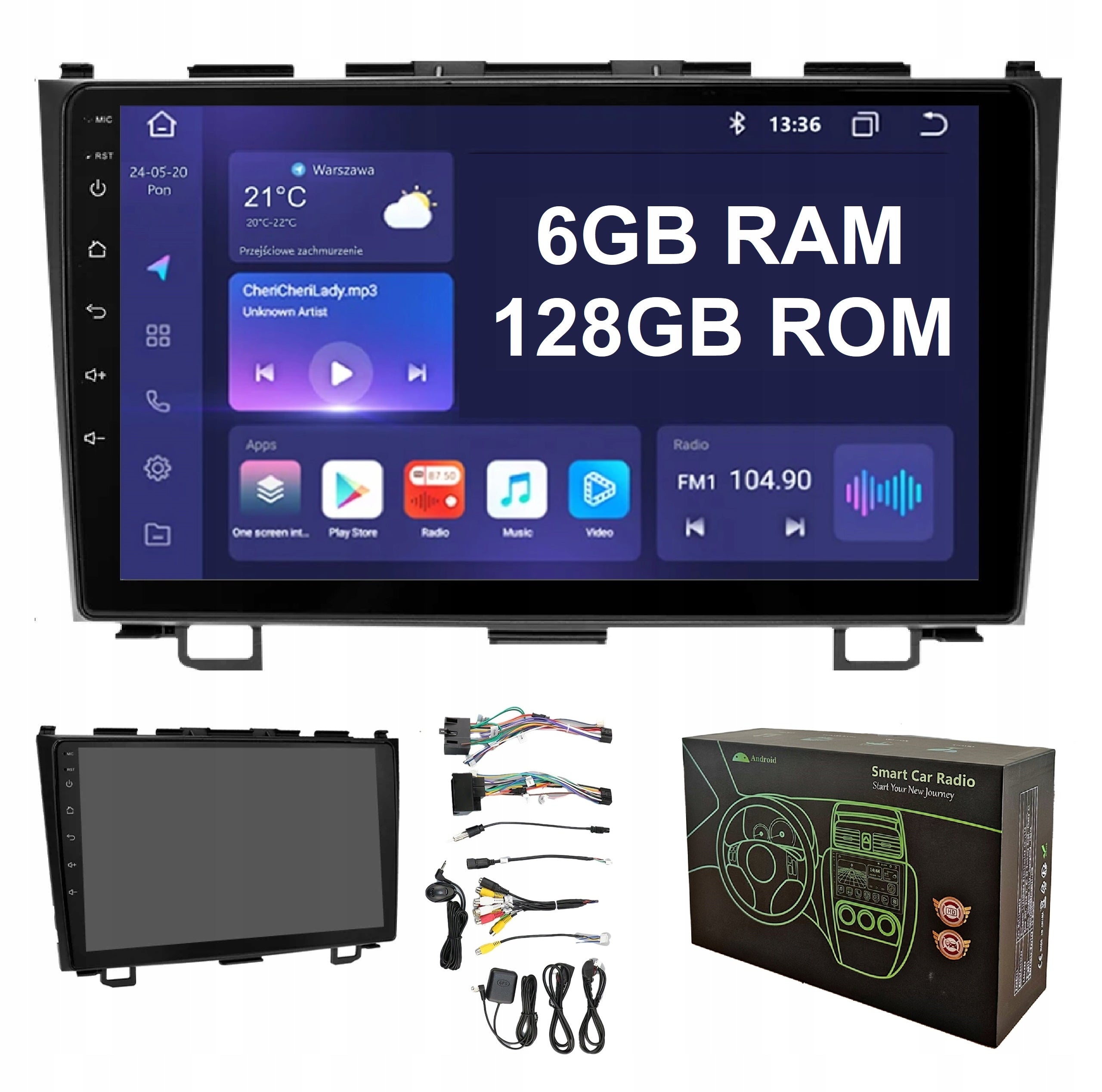 RADIO 2DIN ANDROID FOR HONDA CRV CR-V 3 III 6/128GB DSP CARPLAY LTE GPS USB