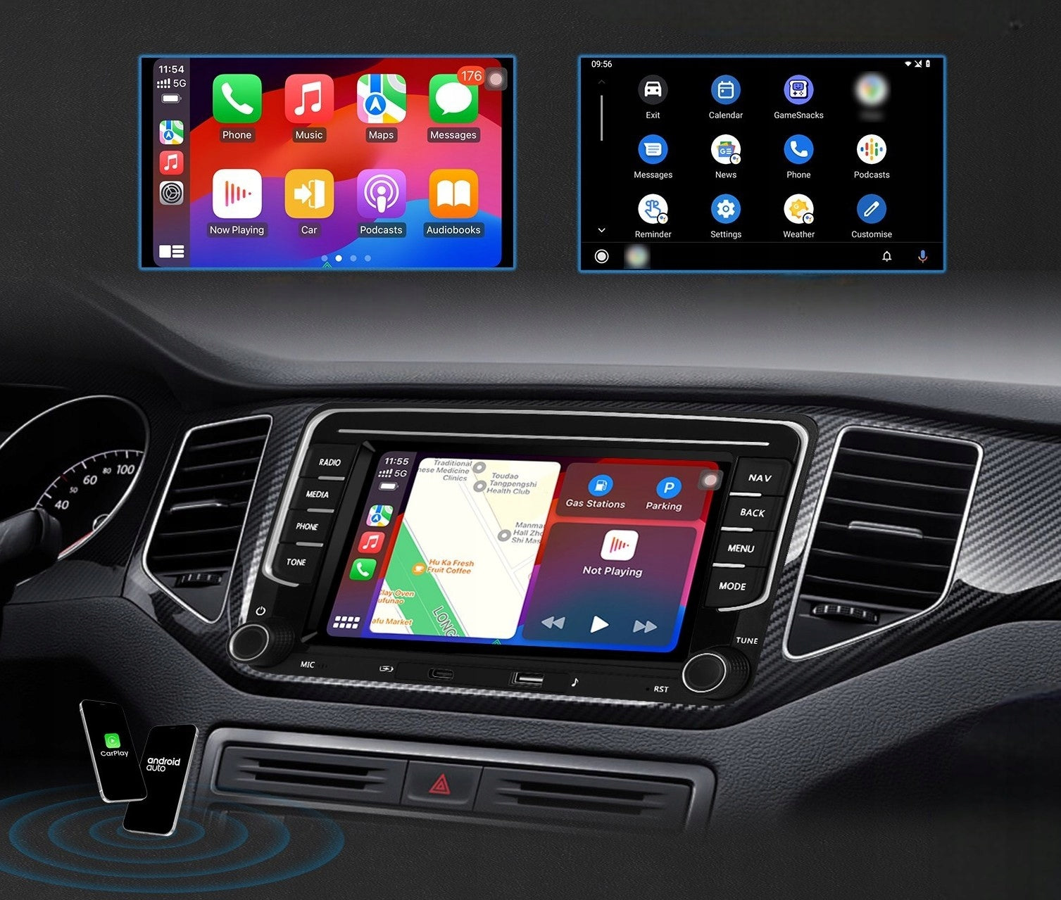 RADIO 4GB/64GB VOLKSWAGEN SEAT SKODA PASSAT GOLF V 5 VI 6 GPS ANDROID WIFI Packaging status original