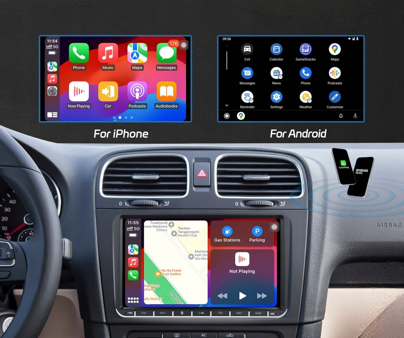 RADIO 9'' 6GB/128GB ANDROID 15 GOLF V VI PASSAT B6 B7 SEAT SKODA VOLKSWAGEN Packaging status original