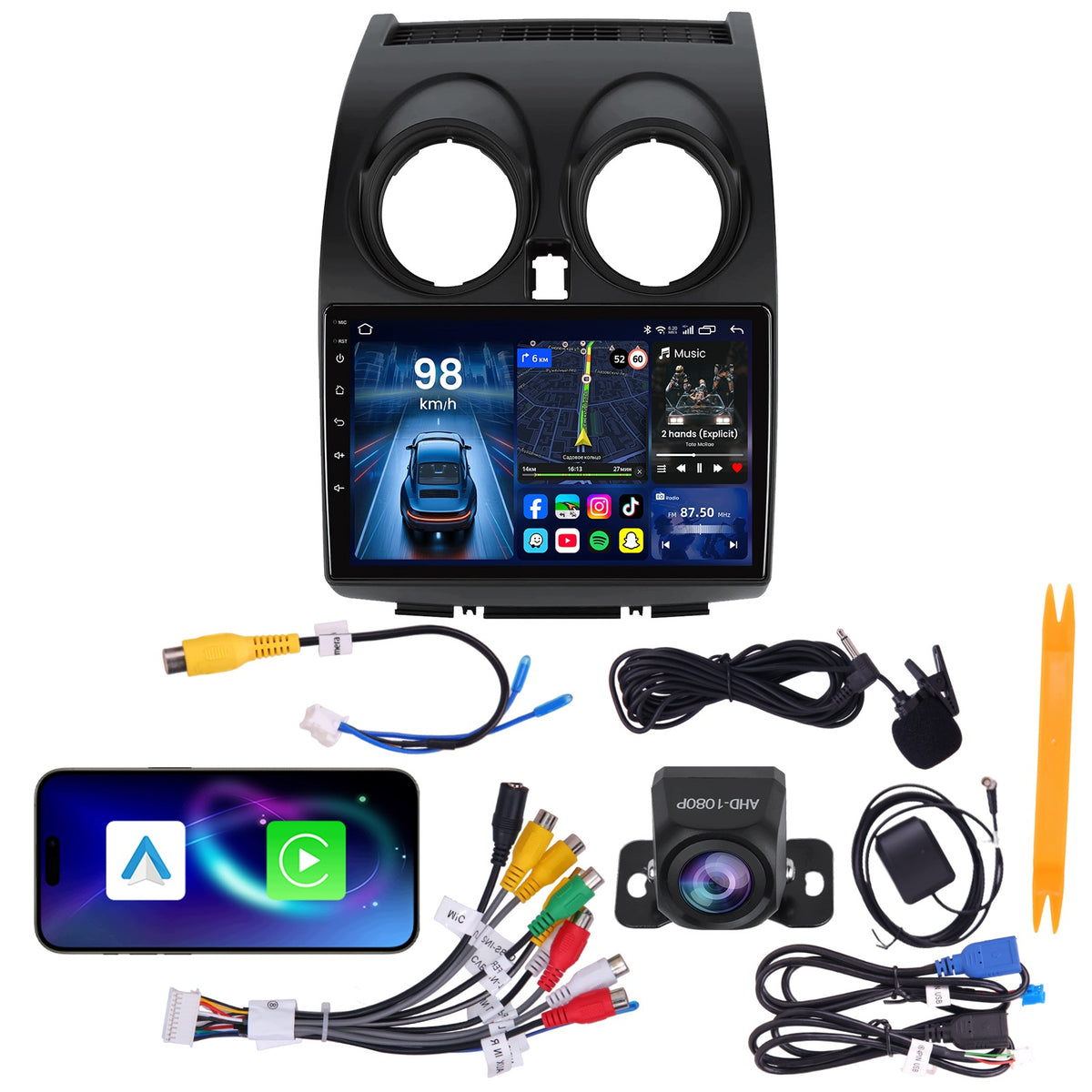 RADIO ANDROID 15 NISSAN QASHQAI 2007-2013 9" 4+64GB CARPLAY WIFI + CAMERA