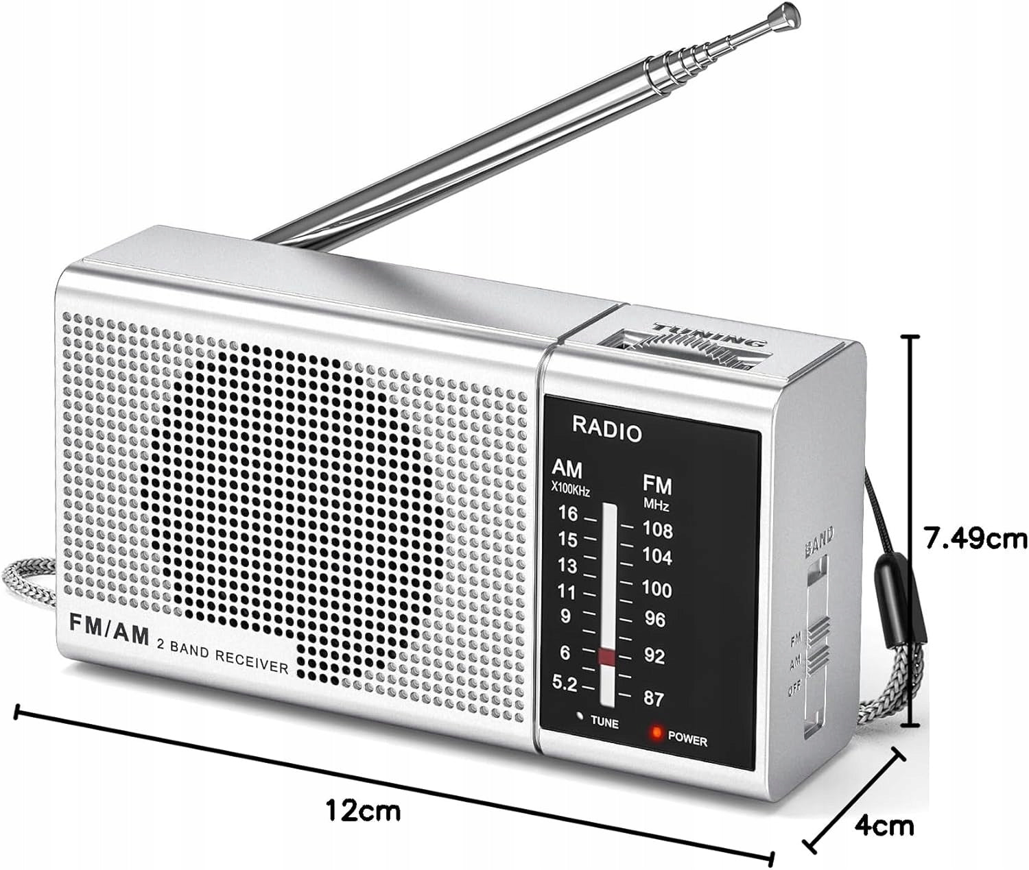 RADIO FM AM POCKET 75X4X12CM PORTABLE STEREO SOUND BATTERY OPERATED 2XAA Brand no brand