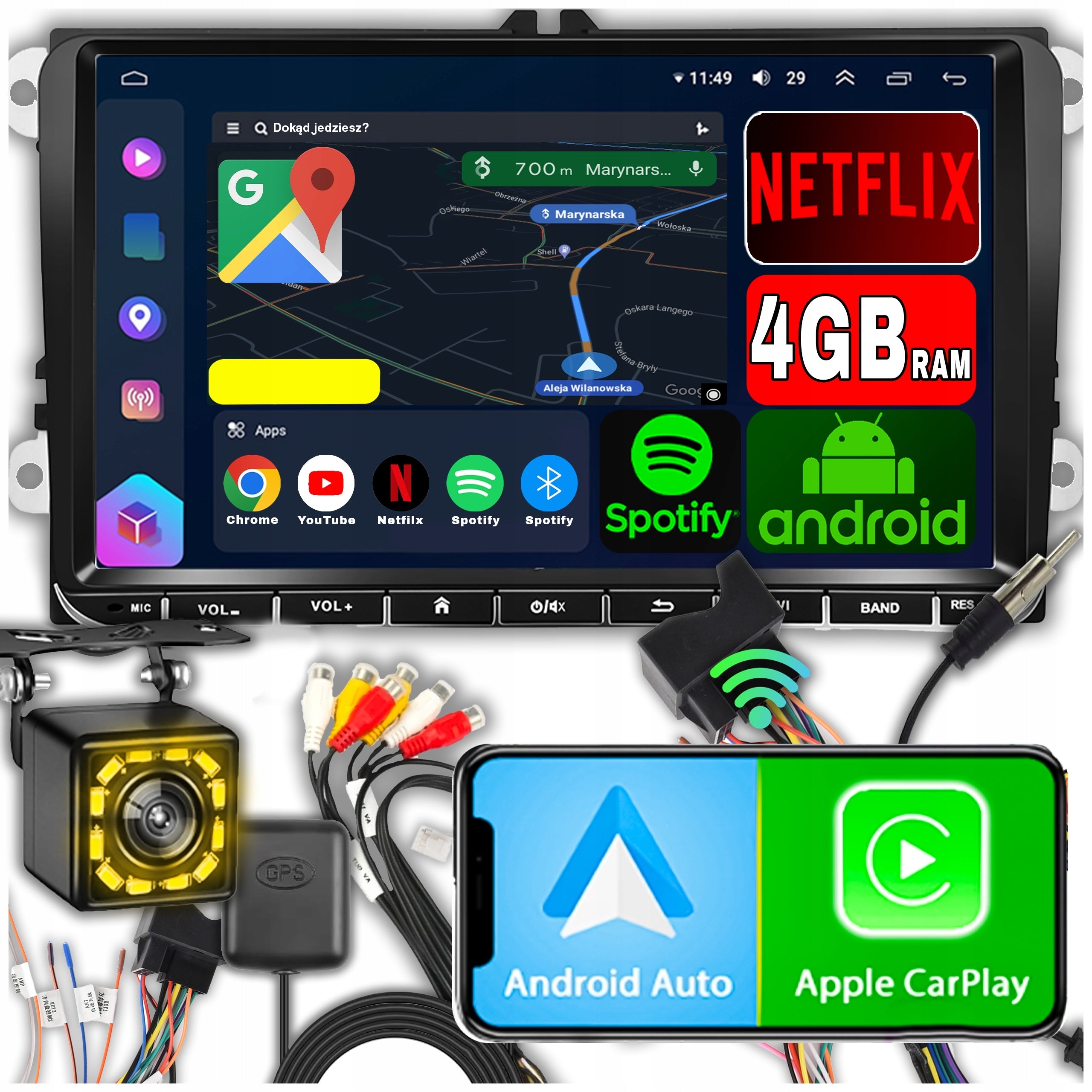 RADIO FOR VOLKSWAGEN SEAT SKODA VW PASSAT B6 B7 GOLF 5 V 6 VI ANDROID WIFI