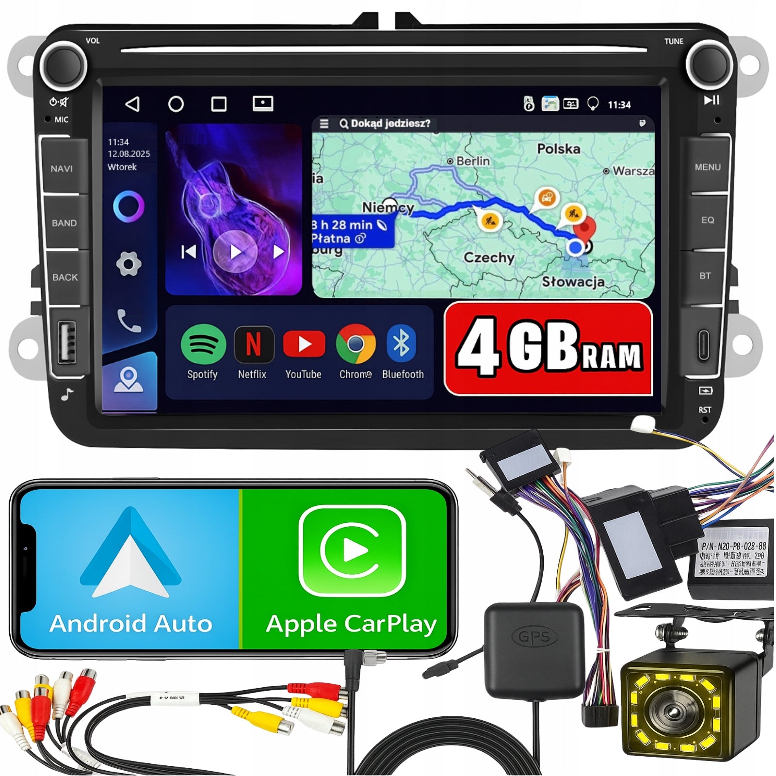 RADIO FOR VOLKSWAGEN SEAT SKODA VW PASSAT B6 B7 GOLF 5 V 6 WIFI ANDROID GPS