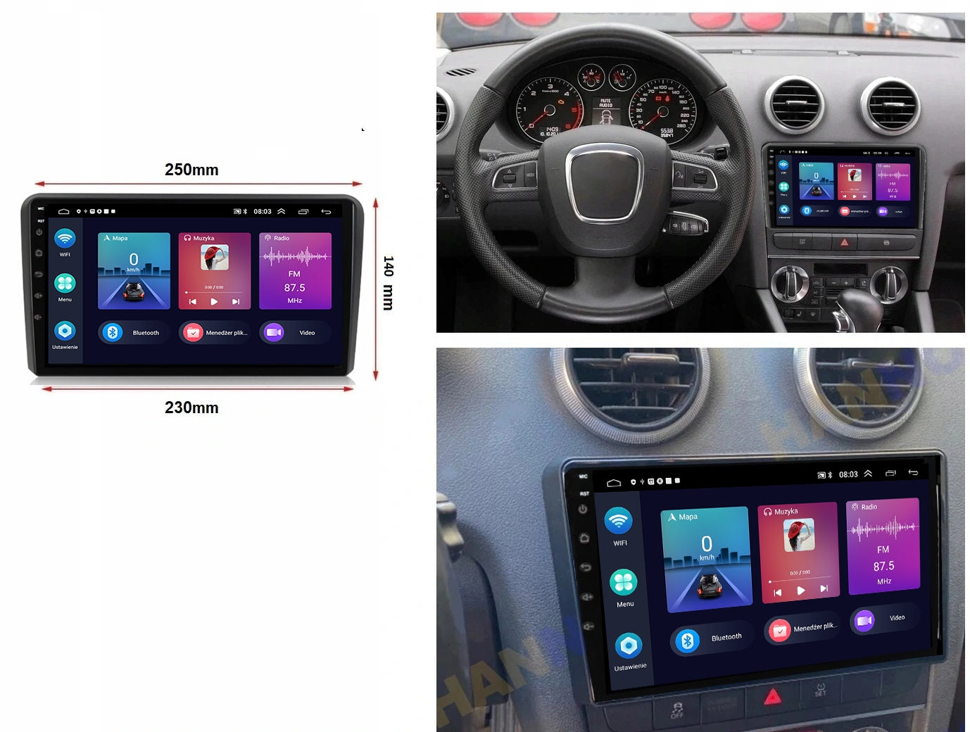 RADIO GPS ANDROID NAVIGATION BT AUDI A3 8P 2003-2012 CARPLAY 4GB 64GB Manufacturer code Q8 171