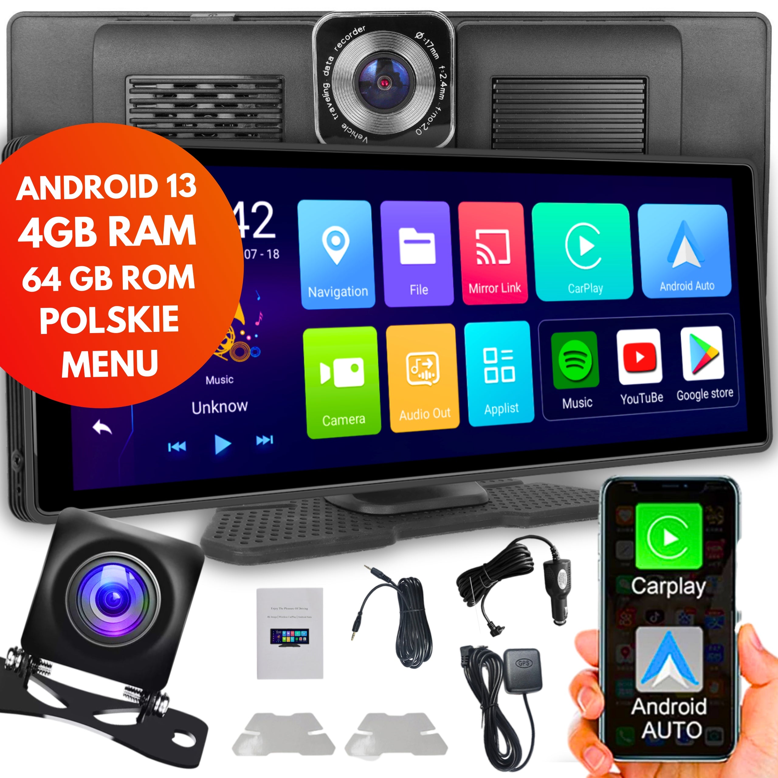 RADIO MULTIMEDIA STATION 13 | CARPLAY ANDROID AUTO DVR VIDEO RECORDER