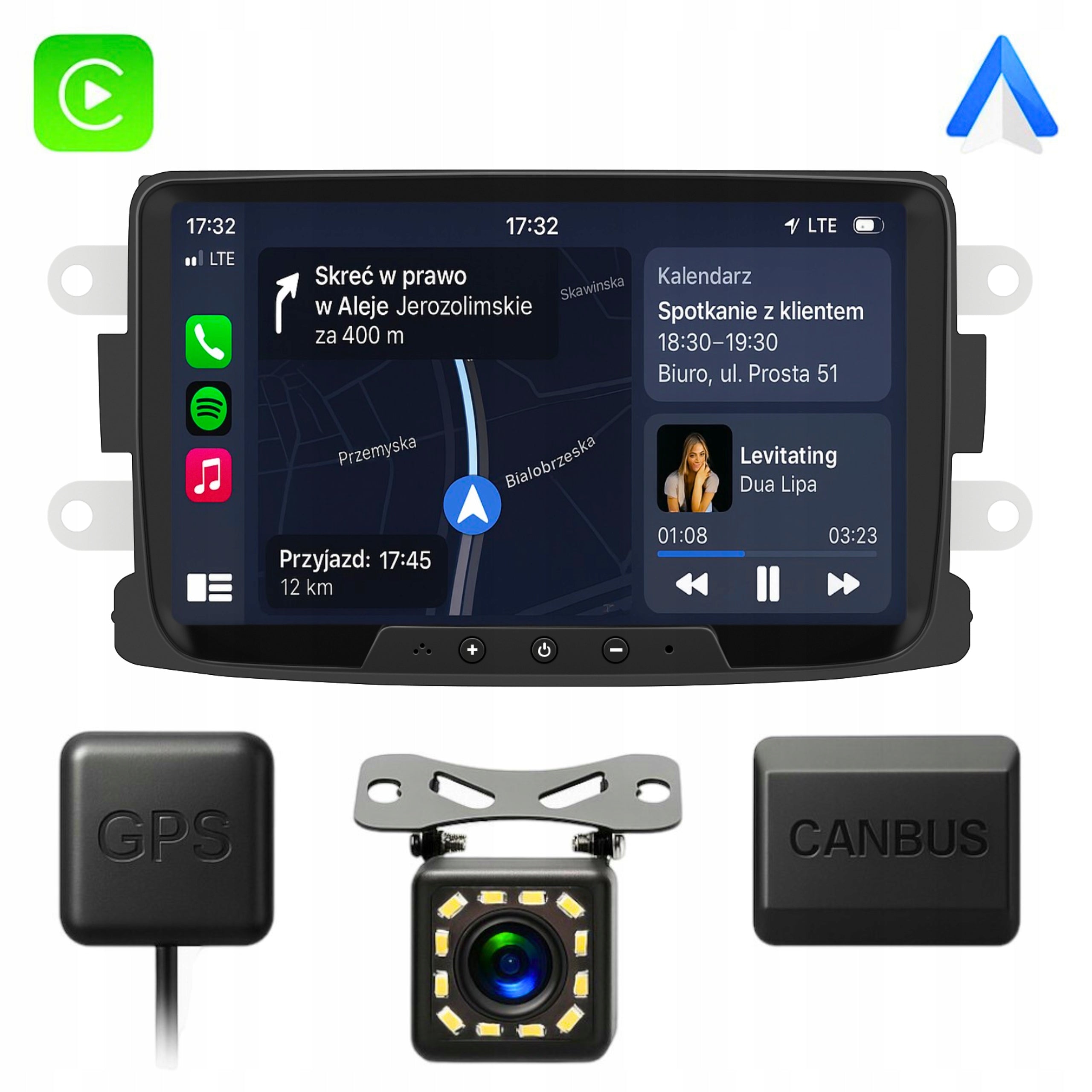 RADIO NAVIGATION ANDROID DUSTER LOGAN DOKKER SANDERO CARPLAY 4GB RAM