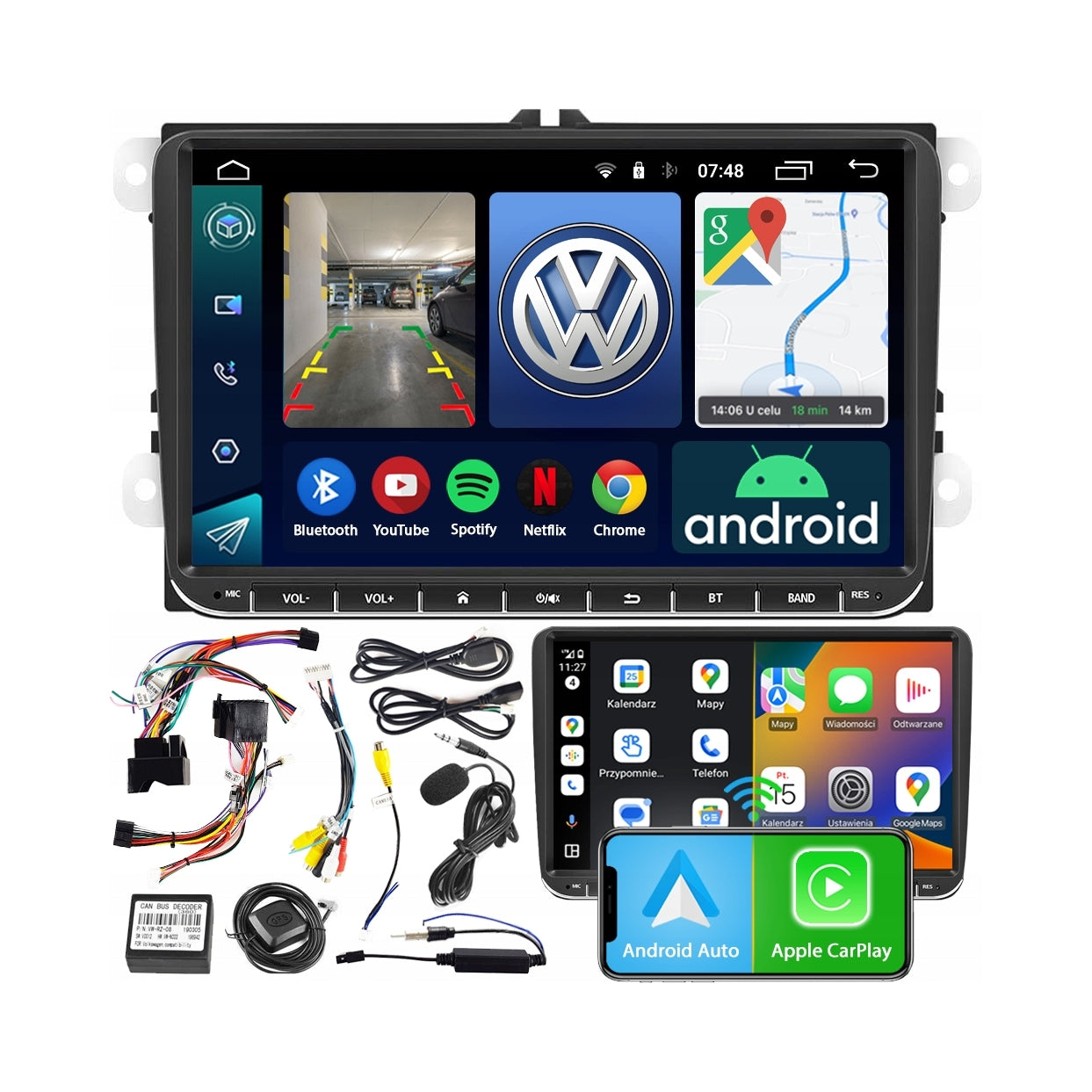 RADIO NAVIGATION ANDROID VW PASSAT B6 B7 GOLF 5 6 TIGUAN TOURAN CADDY T5 T6