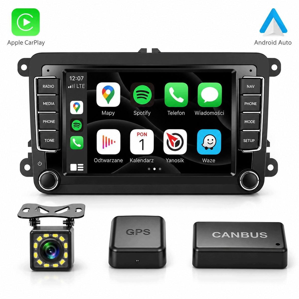 RADIO NAVIGATION Android Auto CarPlay VW PASSAT B6 B7 GOLF 5 6 VI SKODA SEAT