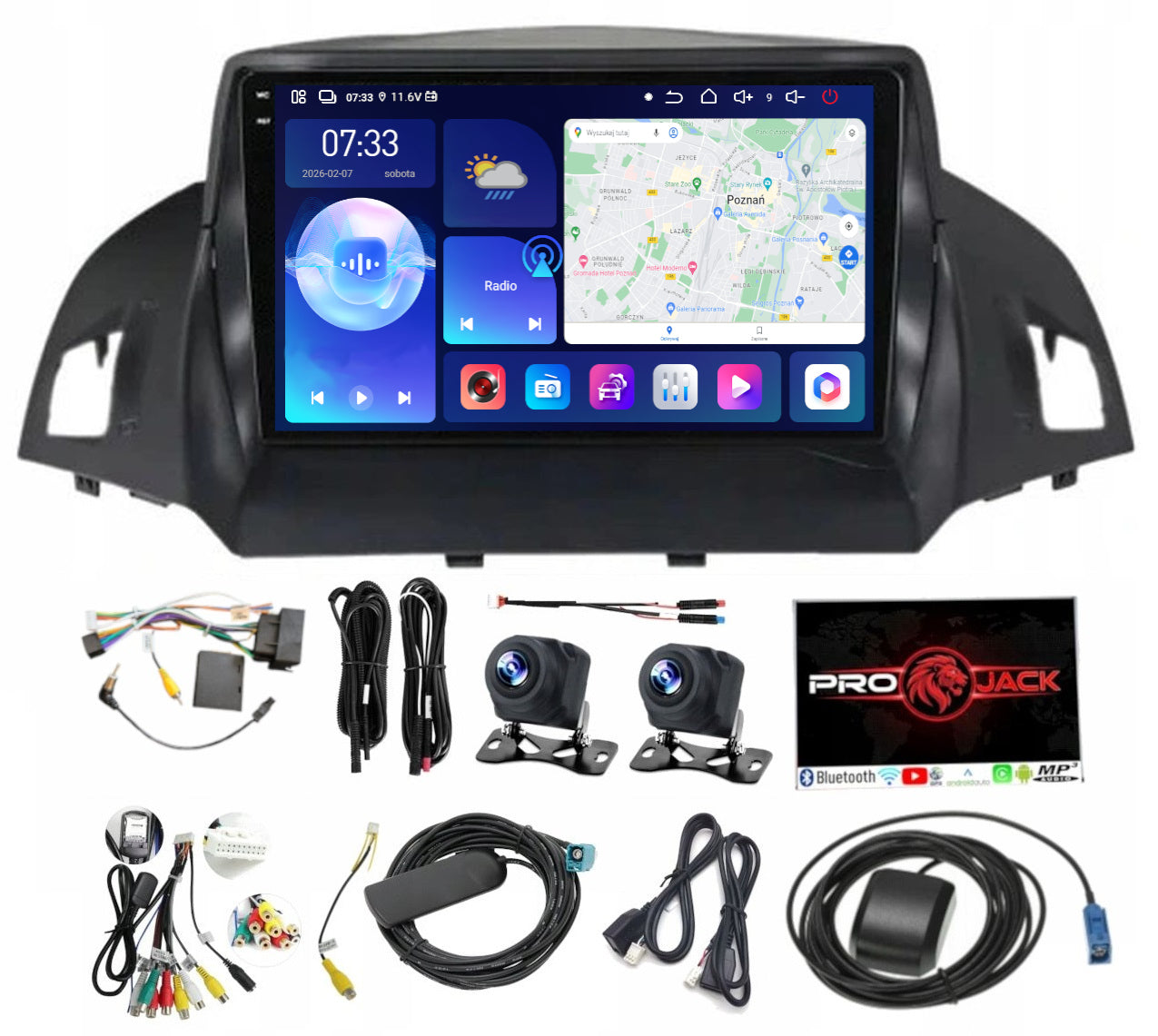 RADIO NAVIGATION CARPLAY GPS ANDROID FORD CMAX KUGA 2012-19 6GB 128GB SIM