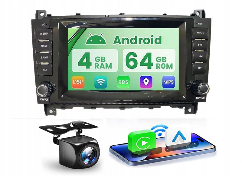 RADIO NAVIGATION GPS MERCEDES W203 W209 W219 4GB 64GB USB WIFI CARPLAY