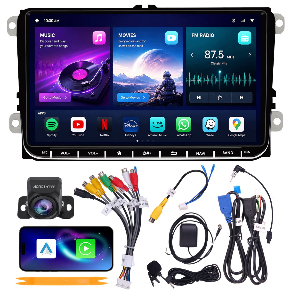 RADIO NAVIGATION VW SKODA SEAT 9" ANDROID 15 4+64GB WIFI 6 CARPLAY + CAMERA