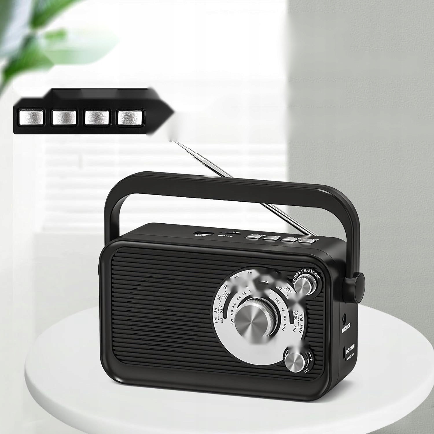 RADIO PORTABLE BLUETOOTH BATTERY MP3 PLAYER FM AM SW USB CARD Manufacturer code 5908107072805