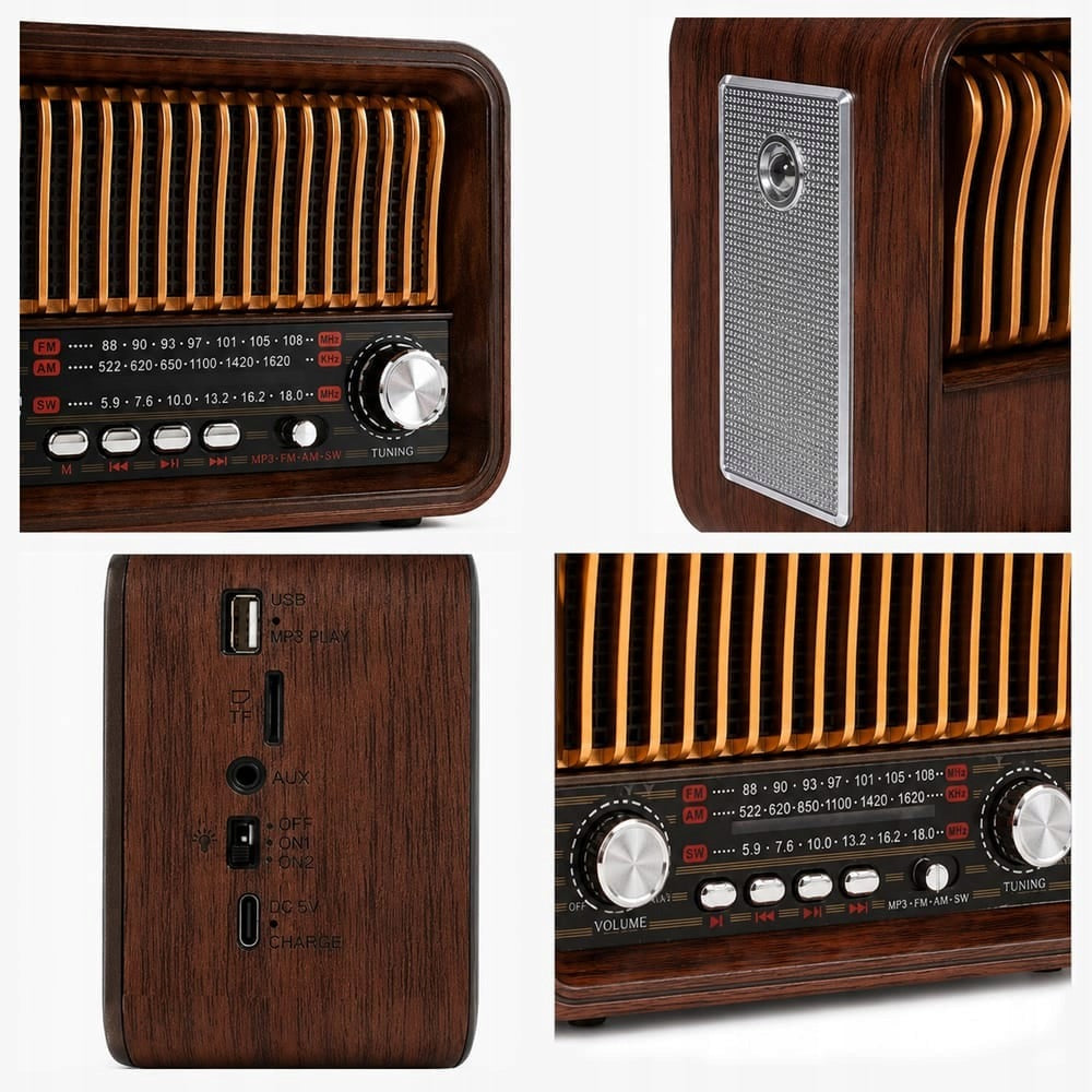 RADIO PORTABLE VINTAGE RETRO KITCHEN BLUETOOTH BATTERY OPERATED STYLISH USB C Brand no brand