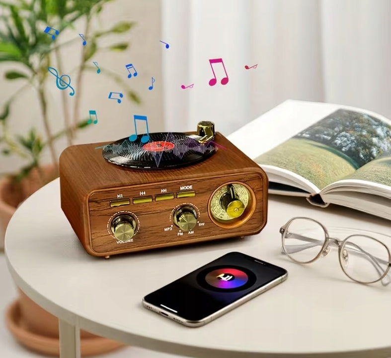 RADIO RETRO TURNTABLE BLUETOOTH AM FM BATTERY SW