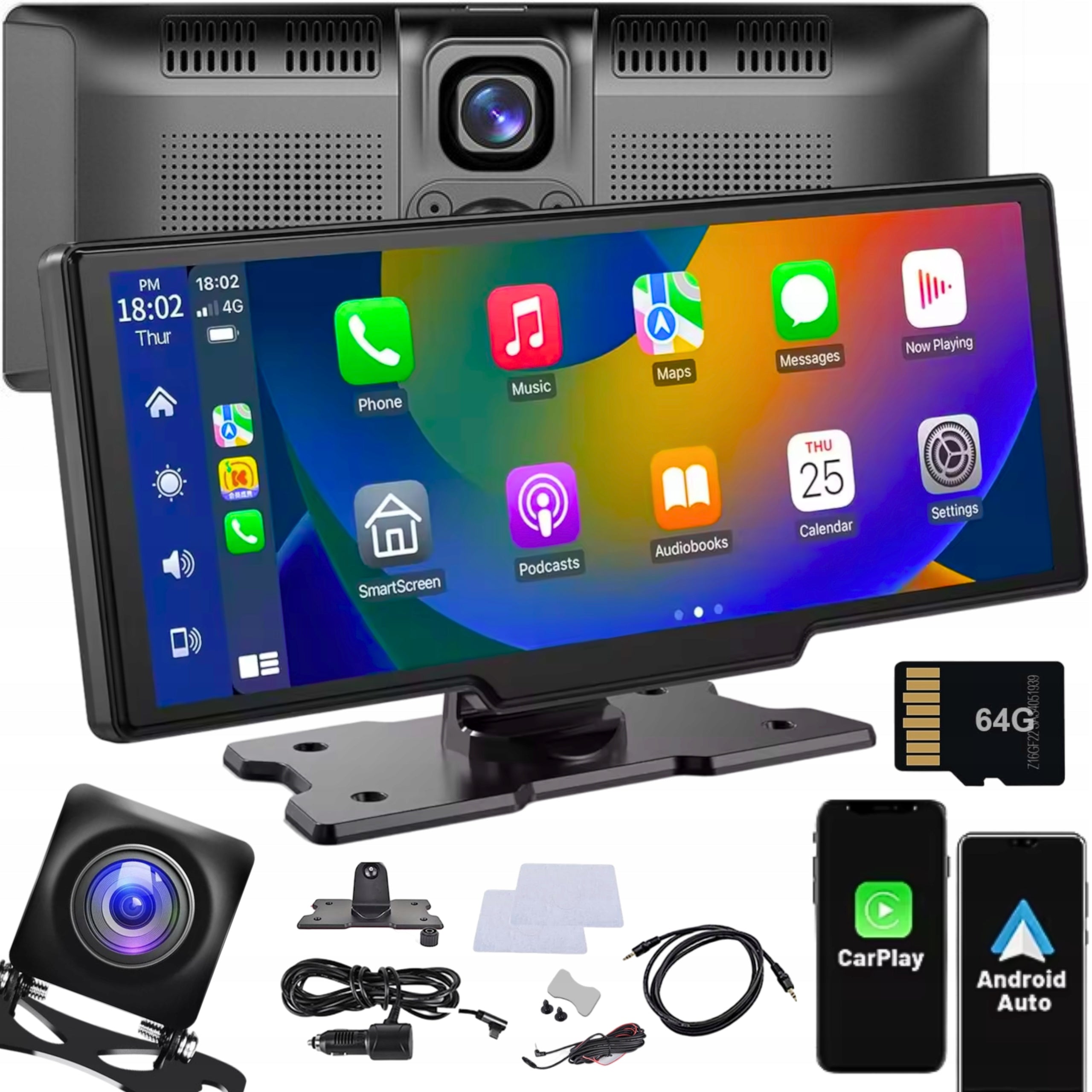 RADIO USB radio player MONITOR ANDROID AUTO APPLE CARPLAY + 2 DVR CAMERAS