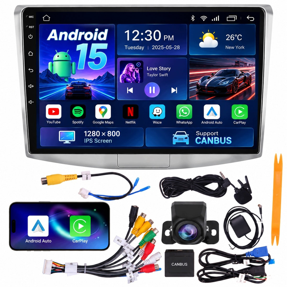 RADIO VW PASSAT 2010-2015 10" ANDROID 15 4+64GB CARPLAY WIFI CAMERA AHD