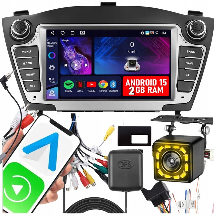 RADIO for Hyundai Tucson IX35 2009-2015 CarPlay Android 15 GPS WiFi FM 2 GB